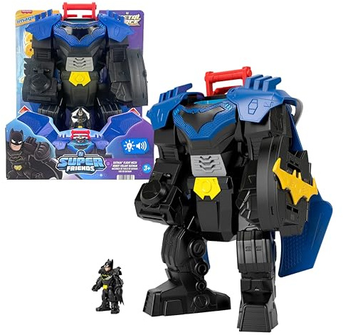 Fisher-Price Imaginext DC Super Friends, Batman Flight Mech with Lights, Sounds Motion & 3-inch Action Figure, 14.5-inch Toy Includes Launcher & Discs
