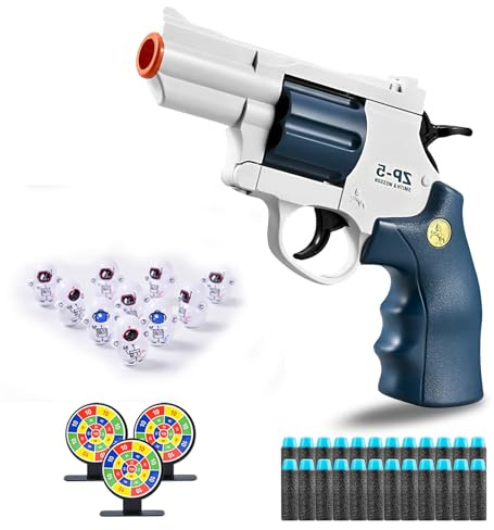 SZJYMY Pistolet à balles Souples, Blasters, Shockwave, Jouet sûr, modèle de Revolver factice, Aspect Balle Souple, Mini Pistolet réaliste, pour Enfants de 3 à 8 Ans et Plus