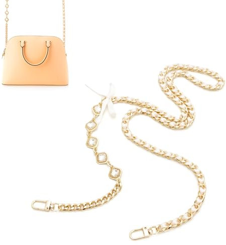 Zasjon Taschenkette Gold, 120cm Kette Trageriemen Flacher Kettenriemen, Schulterriemen für Taschen, Metalltaschenriemen Schultergurt für Taschen DIY für Handtaschenketten, Umhängetasche Handtasche