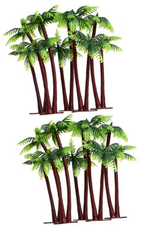 HOOTNEE 15pcs Landscape Coconut Tree Models Miniature Artificial Palm Trees for Fish Tank Decor Birthday Cake Decoration and Realistic Plants