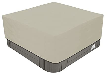 Badtunna för utomhusjacuzzi i vattentätt 210D Oxford-tyg dammtätt UV-beständigt multipel beige 244 x 244 x 90 cm