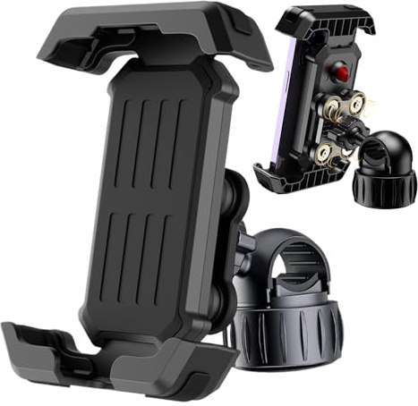 Soporte de teléfono para manillar de moto - Anti-vibración - Scooter - Soporte de teléfono móvil antisacudidas para navegación