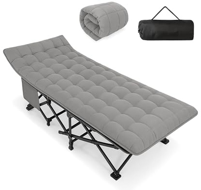 Lit de Camp Pliable 1 Personne - Lit Pliant Robuste et Confortable avec 40 % de Coton en Plus - Lit d’Appoint pour Camping, Bureau, Voyage - Charge 200 kg - Facile à Déplier - ENTREPRISE FRANÇAISE