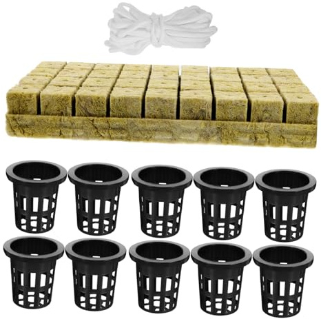 UKCOCO Kit Hydroponique Complet avec Pots Filet et Coton Absorbant Panier de Culture pour Plantation sans Sol Système Auto-arrosant pour Culture Intérieure et Germination Plantes