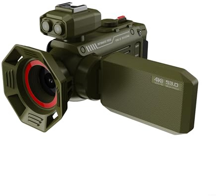Caméra 4K 53MP WiFi pour caméscope, zoom 50x, caméra d'enregistrement vidéo légère avec filtres de vision pour la photographie (vert)