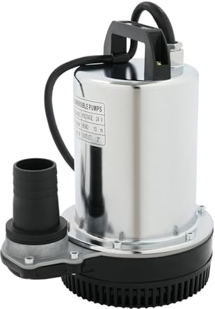 Fridgestea Bomba sumergible de 24 V, 200 W, bomba de agua de alto rendimiento con 100 l/min y 10 m de altura de extracción, bomba de jardín de acero inoxidable para estanques, riego y drenaje