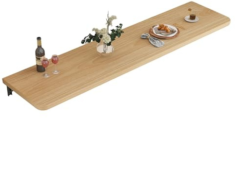 KAXLDHH Tavolo Pieghevole A Parete, Scrivania Pieghevole, Tavolo Pieghevole In Legno, Banco Da Lavoro Mensola Da Muro Per Garage, Casa, Ufficio, Cucina, Sala Da Pranzo(Natural,90x50CM/35.4x19.7in)