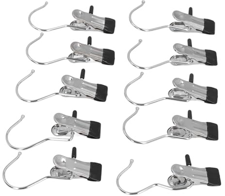 WGFOIP Stainless Steel Heavy Duty Hanging Clips Hooks for Files Clothes Socks, 10Pcs Multifunctional Short Tail Hanger Clamp/Holder for Home Outdoor Use
