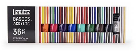 Liquitex 3699360 Basics Studio Acrylfarbe, 36 Farben in 22 ml tuben aus hochwertige und Beständige Pigmente, sehr deckende Farben, ausgezeichnete Lichtbeständigkeit, Wasserfest