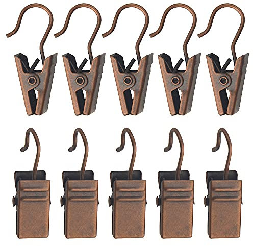 WMYCONGCONG 100 clip per tende con ganci, piccole e resistenti, ganci per feste, luci per tende, foto, decorazioni per la casa, tende da doccia, decorazioni artistiche (rame anticato)