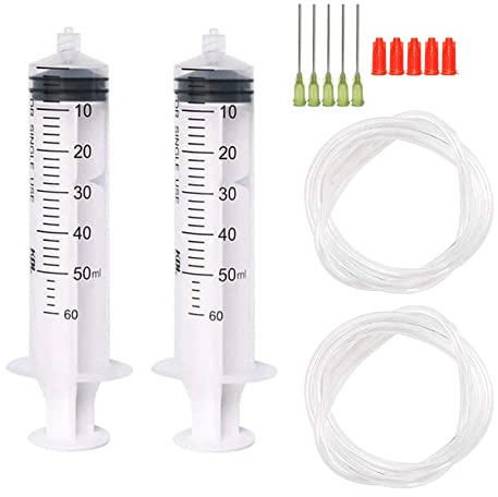 14 st – 50 ml sprutor med 14 ga trubbiga spetsnålar med sprutlock och transparent rör för påfyllning och mätning av vätskor, olja eller limapplikator
