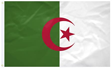Drapeau Algerie National 60x90cm - Tissu Renforcé - Couture Durable - Couleurs Vives - Extérieur Intérieur - Oillets Intégrés