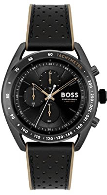 BOSS Chronograph Quarz Uhr für Herren Kollektion Center Court mit Schwarzes Lederarmband - 1514022