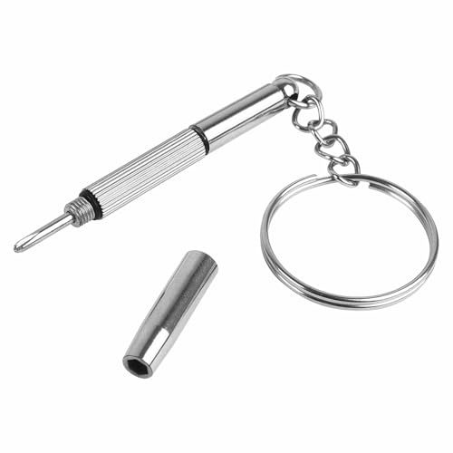 3-i-1 glasögonskruvmejsel, mini nyckelring skruvmejsel rostfritt stål åtdragning handverktyg, multifunktionellt solglasögon klocka smycken reparationssats, 1 st