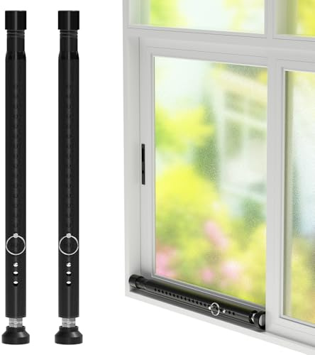 Barra de seguridad para puerta corrediza, 2 en 1, barra de seguridad para puerta de patio, cerradura de seguridad para ventana, ajustable de 16 a 51 pulgadas, barras de seguridad ajustables a prueba