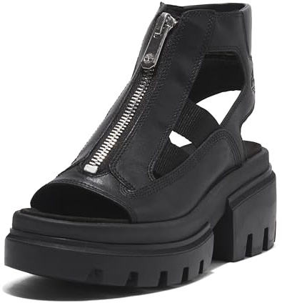Timberland Women's Everleigh Gladiator Sandal, Black, 9.5 Medium