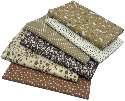 aufodara Tissus Coton Couture 6 pièces 50 x 80 cm Gros Coton Craft Quilting Fabric Textile Patchwork DIY Fait à la Main en Tissu à Coudre (Marron)