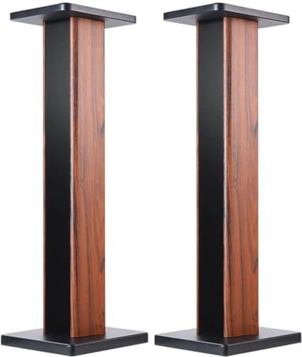 Suuiwau 28 inch(70cm) Wood Grain Speaker Stands - Universal Floor Pair Heavy Duty Surround Sound Studio Monitor Stand for Home Theaters with Sand Filling Tuning Function