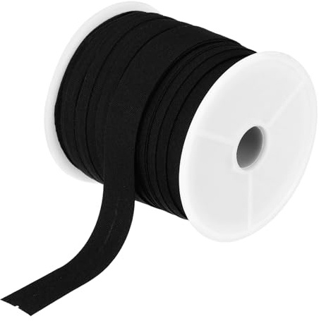 QUARKZMAN 1/2 tum snedband, enkelfals, avskjutningsband, bomullsband, tygband, bomull, sömnad, tillbehör, kantband för sömnad, quiltning, infattning av hantverk (grå, svart, 25 yards)
