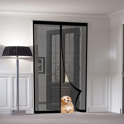 Zanzariera Magnetica 98 x 250 cm Zanzariera Magnetica per Porte Anti Zanzare Mosche Insetti Rete Fine Tenda, Nero