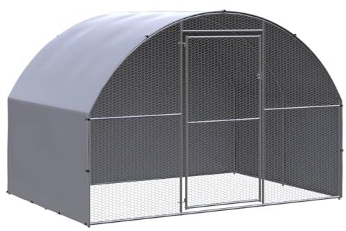 Emmtore Outdoor Hühnerstall Verzinkter Stahl Hühnerhaus Geflügelstall,Mit Dach,3 x 2 x 2 m