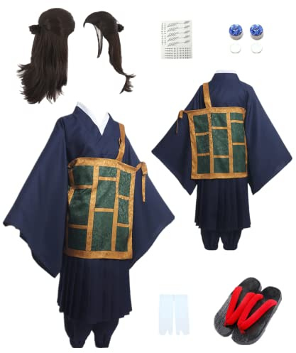 TYRHDJZQ Anime cosplay blå kimonobyxor herrkläder kostym halloween