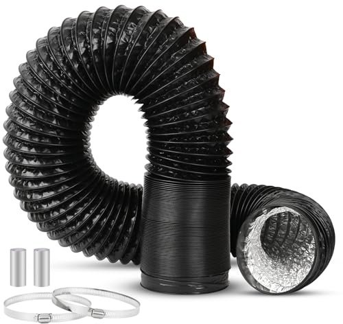 Vankarr Abluftschlauch 110mm PVC Abluftschlauch,3m Lüftungsschlauch mit 2 Schlauchschelle Edelstahl,Alurohr Flex-Schlauch,für Mobile Klimaanlage,Trockner, Abluftventilator, Abzugshaube