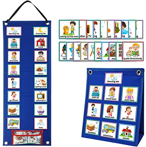 Visual Timetable for Kids Children Visual Daily Routine Chart with 70 Pieces Schedule Cards Visuals Now and Next Board Autism Sensory Equipment Learning Aid Tool for Preschool ADHD ASD