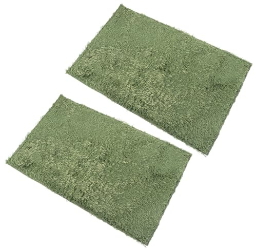 SWOOMEY Tappeto per Rettili Imitazione Muschio 2 Pezzi, Morbido, in Cotone Verde per Terrario, Accessorio per Tartarughe e Rettili