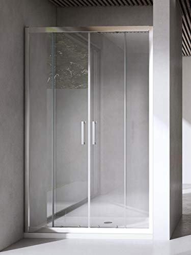 Yellowshop - Box Cabina Doccia Bagno Porta a Nicchia Ante Scorrevoli in Cristallo Temperato 6mm Trasparente o Puntinato Misure Cm 130 140 150 160 170 (Cm 150 (da 149 fino a 153), Trasparente)