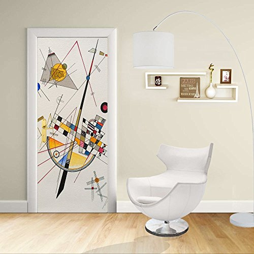 Adesivo Design porta - Kandinsky Tensione Delicata - Delicate Tension Decorazione adesiva per porte arredo casa (CM 90X210)