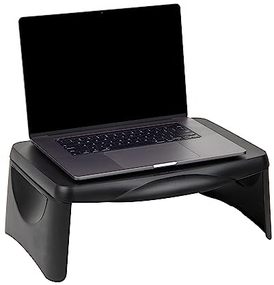 Mind Reader Lap Desk/Laptop Stand, Bed Tray, Folding Legs, Portable, Dorm, Plastic, 18.75 L x 11.25 W x 7.25 H, Black