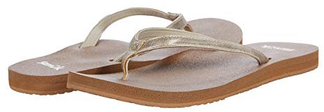 Sanuk Damen 쉬머 메탈릭yoga 闪光金属色yoga Metallicyoga Metálicoyoga מתכתיyoga Metallicبودرة لامعة من يوغا جويyoga Joy Shimmer Metallic Flipflop, champagnerfarben, 40 EU
