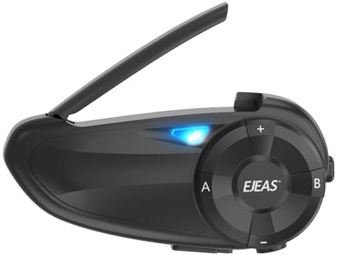 EJEAS Interfono Moto Bluetooth 1200 m Interfono in Tempo Reale Auricolare Casco Moto 7 Motociclisti Riduzione del rumore DSP Impermeabilità (Q7)