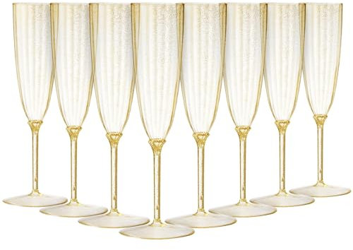 Générique Decor Decorline - 8 FLÛTES À CHAMPAGNE LUXE 200ML - OR PAILLETÉ