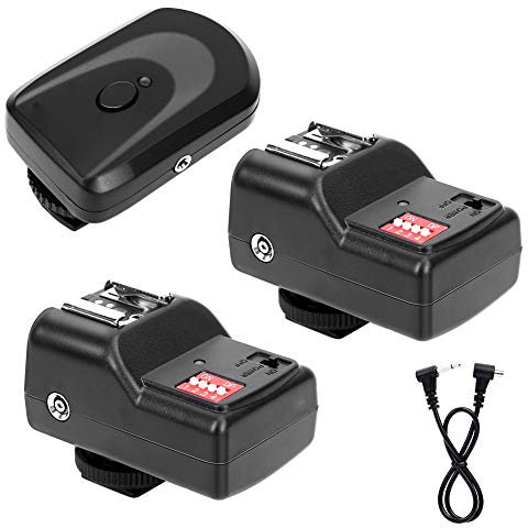 Akozon Flash Trigger 433MHZ 16 canaux sans Fil Flash Trigger Set avec 1 émetteur 2 récepteurs 1 câble de synchronisation
