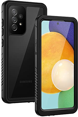 Lanhiem for Samsung Galaxy A52 Case, IP68 Waterproof Dustproof with Built-in Screen Protector, Heavy Duty Full Body Protective Phone Case for Galaxy A52 5G, Black/Clear
