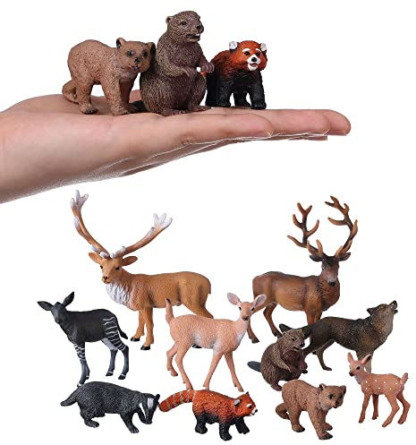 JOKFEICE Skogsdjur figurer 10 st. Realistiska djurfigurer hjort actionmodell för vetenskapsprojekt tidig pedagogisk leksak kaklock jul födelsedag present för barn