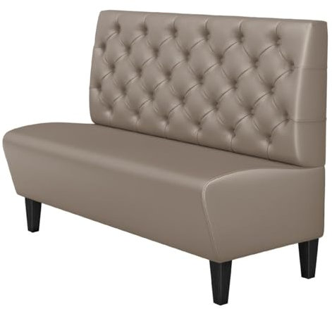 GGMMÖBEL Miami | Gastro Sitzbank | B:H 100 x 103 cm | Taupe | Chesterfield | Leder