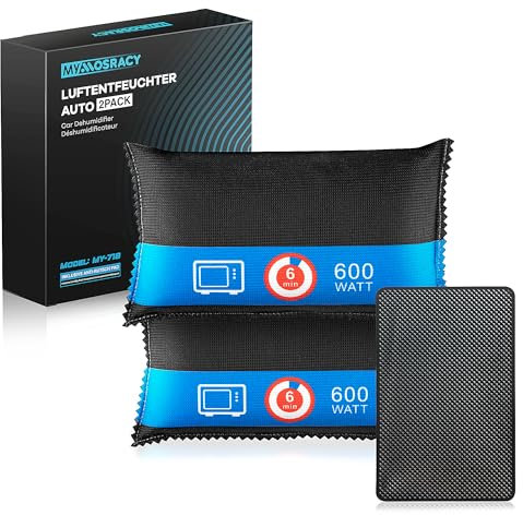 MOSRACY Luftentfeuchter Auto 2x400g Wiederverwendbar - Entfeuchter Auto gegen Kondenswasser, Feuchtigkeit & Beschlagene Scheiben | Auto Feuchtigkeitskissen für Windschutzscheibe, Autoinnenraum