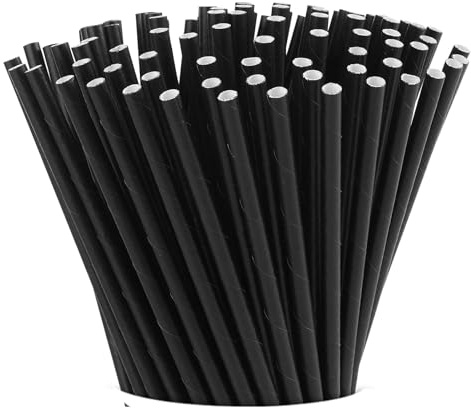 125 Stück Cocktail Strohhalme, Schwarz Papier Trinkhalm, 1 Styles Papier Strohhalme für Hochzeit, Geburtstag, Party, Cocktail Deko
