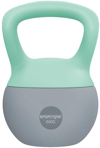 SPORTNOW Soft Kettlebell, 6kg Kettle Bell with Non-Slip Handle for Home Gym Weight Lifting and Strength Training, Grey and Green