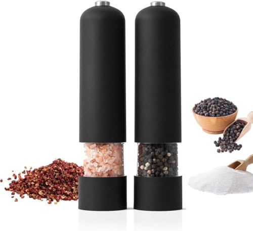 Sonhomay Moulin à poivre électrique 2 pièces Moulin à sel et poivre électrique à piles Moulin à sel et poivre automatique