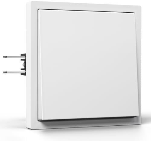 BSEED Interrupteur 1 Gang 3 Voies, Interrupteur Connecté avec Cadre PC, Interrupteur Mural Moderne avec Serre-Câbles et Griffes, Interrupteur Poussoir Blanc 80x80cm