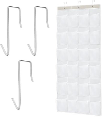 Organizer über der Tür für Schuhe, 24 Taschen Schuh-Organizer zum Aufhängen über der Tür Schuhorganizer Hängend mit 3 Haken, Schuhaufbewahrung Hängend für Schlafzimmer, Wohnzimmer, Badezimmer