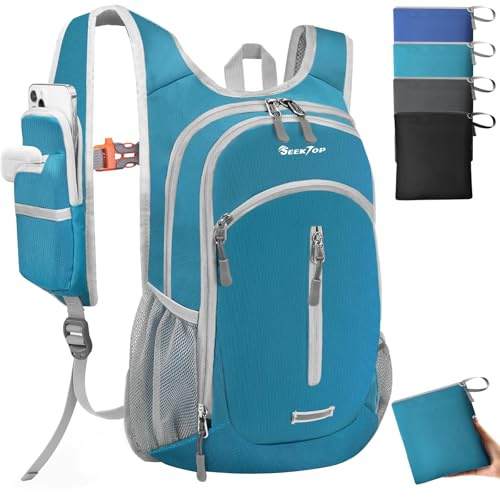 Seektop Expandable Small Hiking Backpack 12L-15L Lightweight Packable Waterproof Daypack with Phone Pocket for Women Men