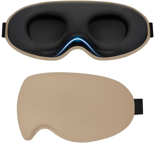 Gritin Mascherina per Dormire per Donna e Uomo, 3D Mascherina Maschera Occhi per Dormire per Bloccare la Luce, Pressione Zero, Design Ergonomico, Ultra Morbido e Confortevole-Marrone