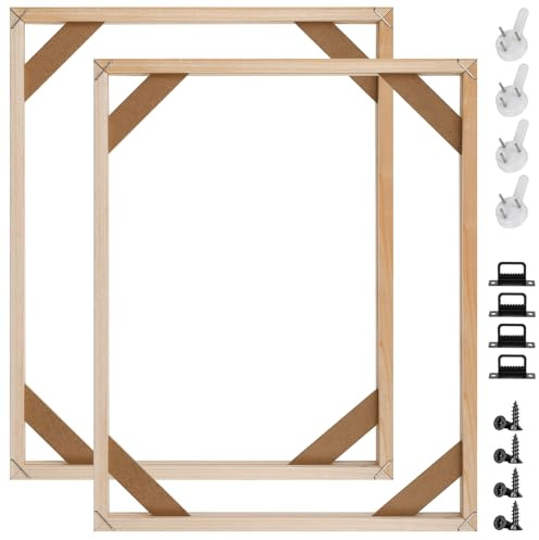 2 Pack Wooden Canvas Stretcher Bars 16x20 Inch 40x50cm, Easy Assembly DIY Wood Frame Kit for Paint by Numbers, Oil Painting, Posters, Diamond Art & Wall Art, Home Decor