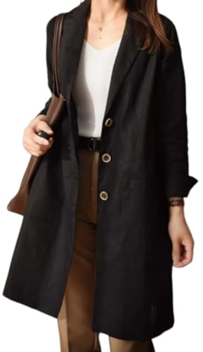 MINTLIMIT Womens Long Linen Blazer Jacket Lightweight Loose Fit Casual Work Suit Linen Coat