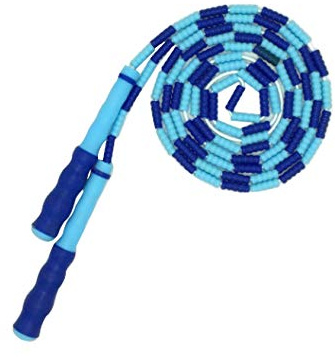 newrong - Cuerda de salto con cuentas segmentada, mango antideslizante, color azul